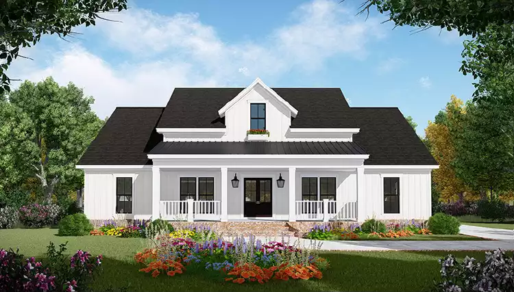 image of single story farmhouse plan 5094